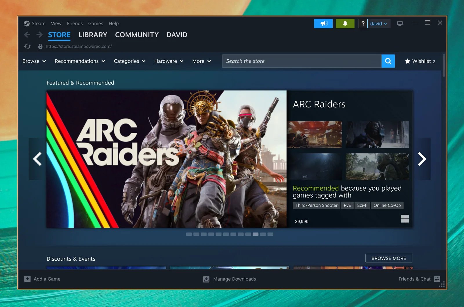 „Steam“ žaidimų parduotuvė „Omarchy“ sistemoje