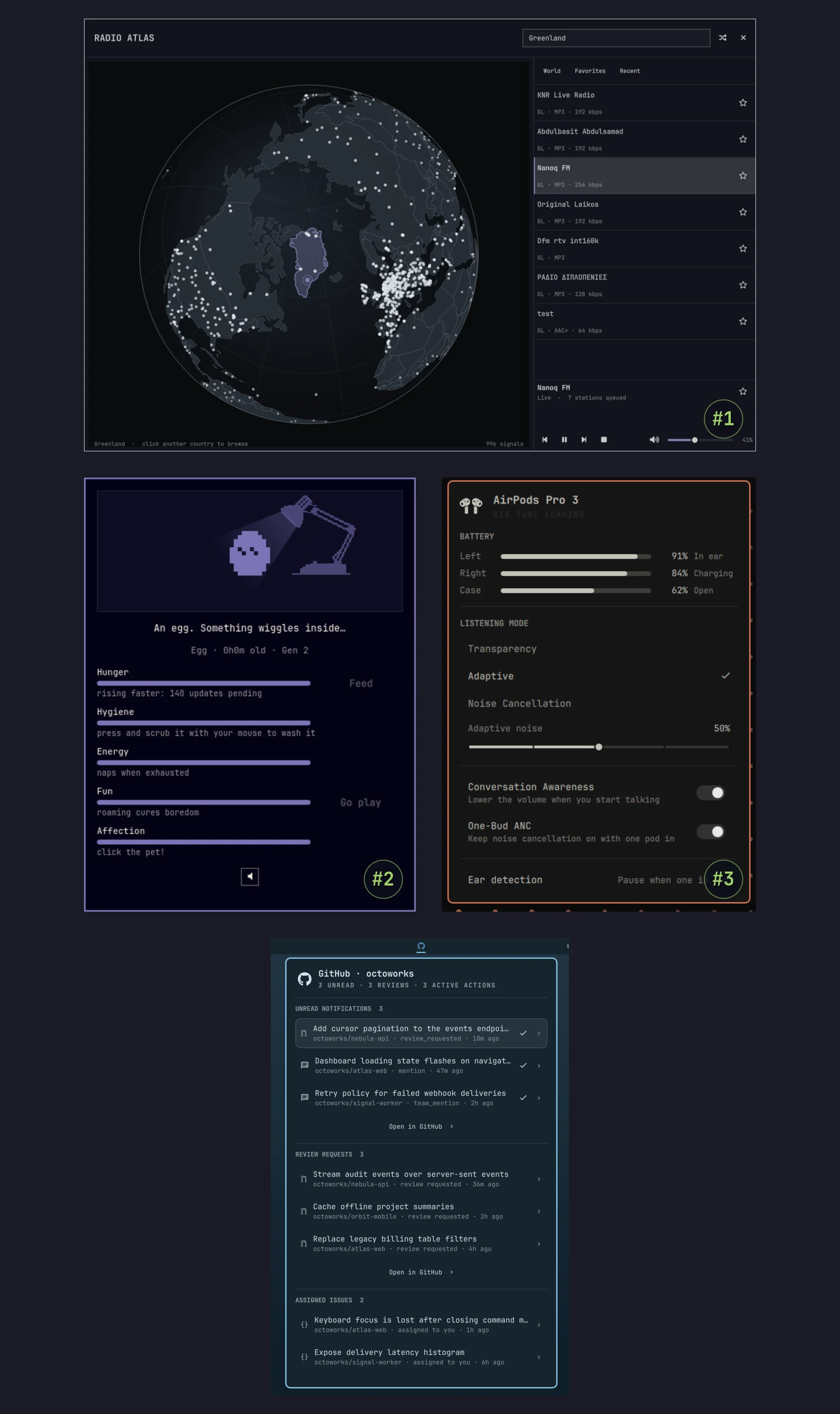 „Radio Atlas“, „Omagotchi“, „AirPods“ ir „GitHub“